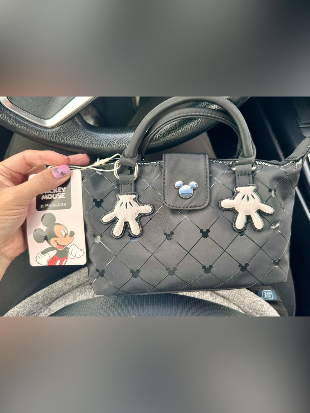 NWT Disney x Primark Black mini crossbody pouchette with White Glove Details - Picture 9 of 10